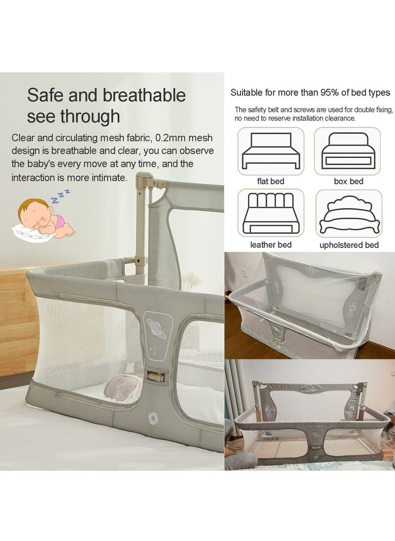 Rock Pow - Co-sleeping cot baby cot cot bed cribs 120 x 50 cm baby moses basket height adjustable on both sides kinderkraft co-sleeping with mosquito net breathable mesh window for infants/newborn - Image 1