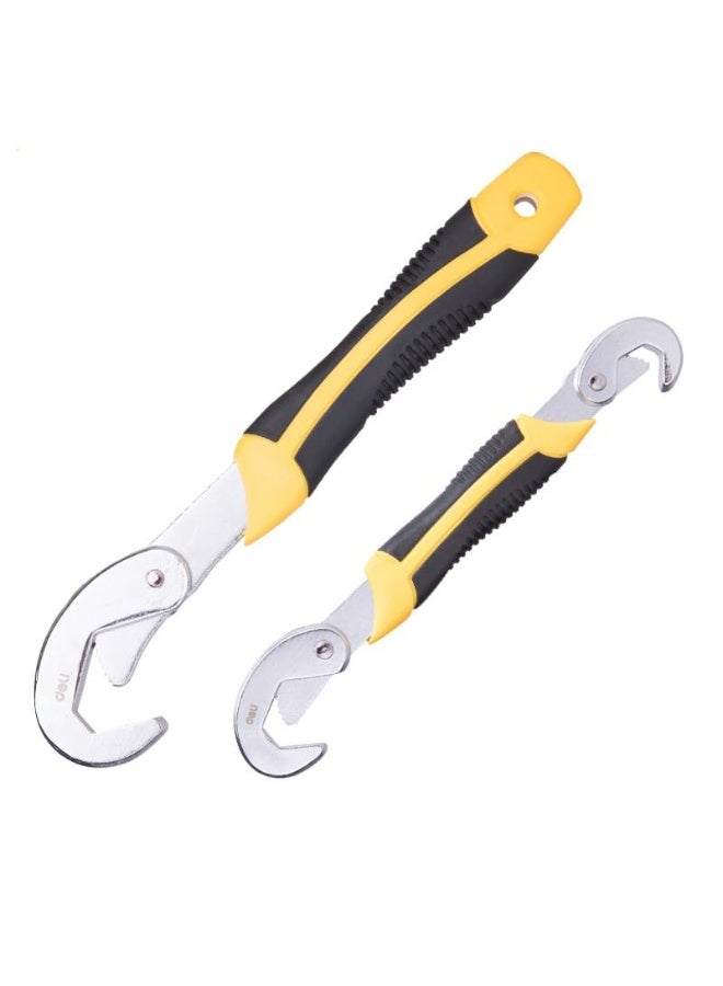 Deli Bent Wrench 2-Piece Set – Stainless Steel, Self-Clamping Design for 9–32mm Bolts, Anti-Slip Teeth, Heavy-Duty Fastener Tool Kit – DE-EDL932-2 - Image 1