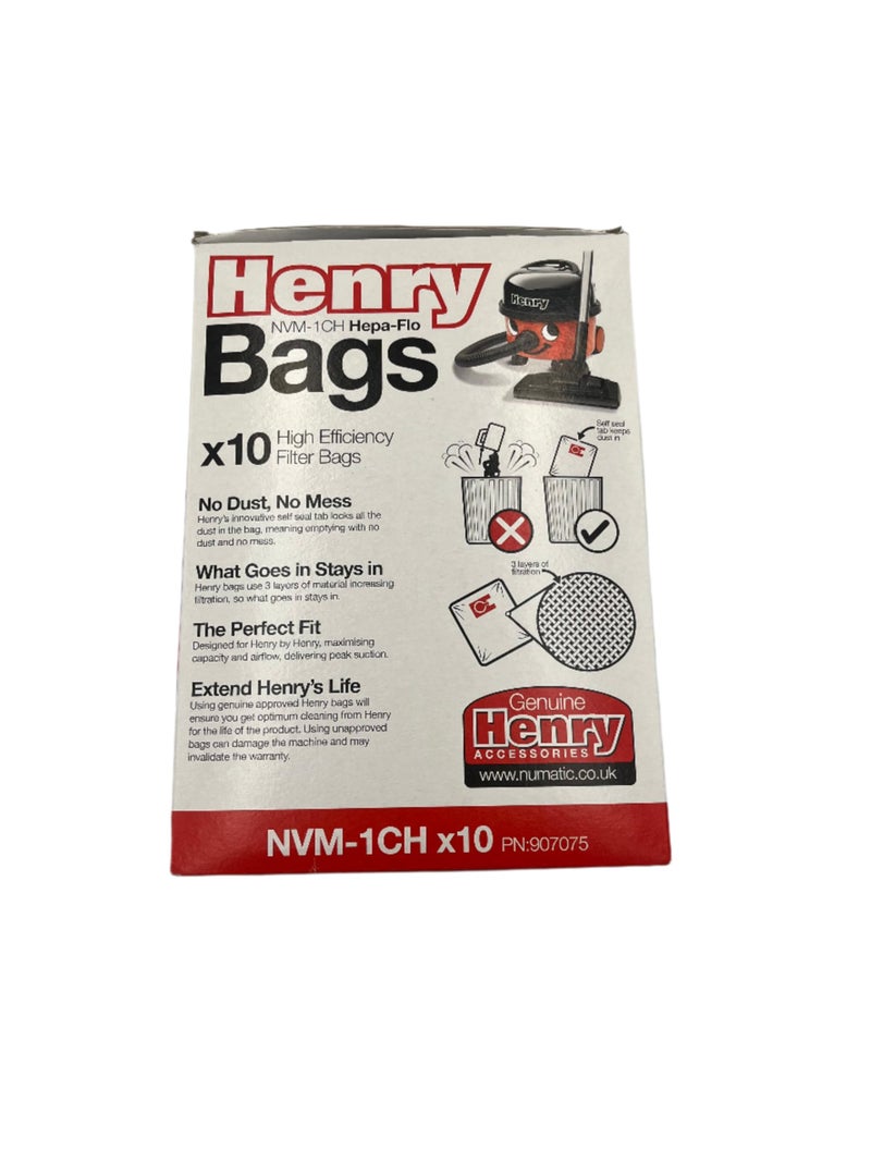 Numatic Numatic NVM-1CH Numatic Henry and James Cleaner Bags, Pack of 10  - Image 3
