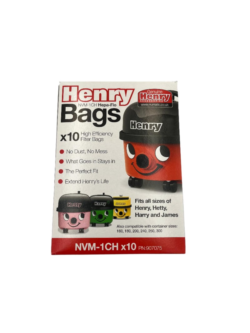 Numatic Numatic NVM-1CH Numatic Henry and James Cleaner Bags, Pack of 10  - Image 2