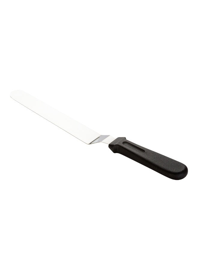 Restaurantware Met Lux 12.5 x 1.3 Inch Offset Spatula, 1 Angled Icing Spatula - Plastic Handle, 8-Inch Blade, Black Stainless Steel Cupcake Icing Knife, For Frosting, Icing, Or Layering - Image 1