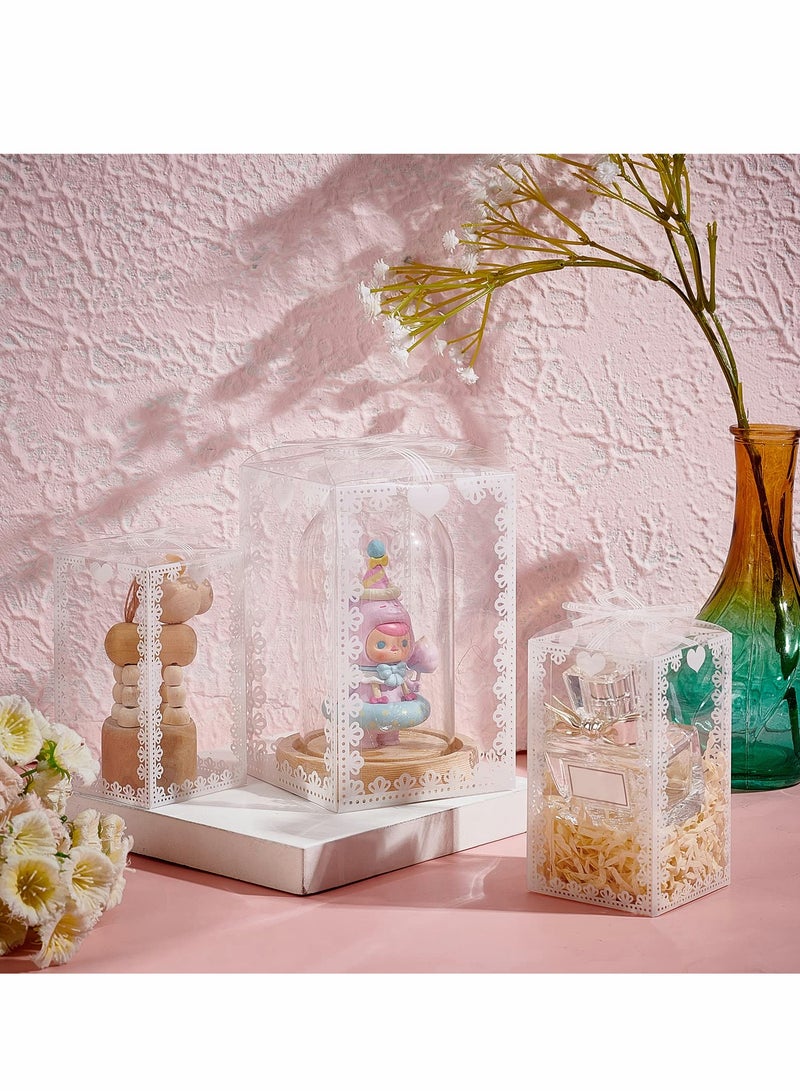 Rectangle Bow Knot Pattern Clear Plastic Favor Boxes Gift Boxes for Wedding Birthday Party, Valentine's Gift Packaging, 2.3x2.3x4 Inch ( 28PCS ) - Image 5