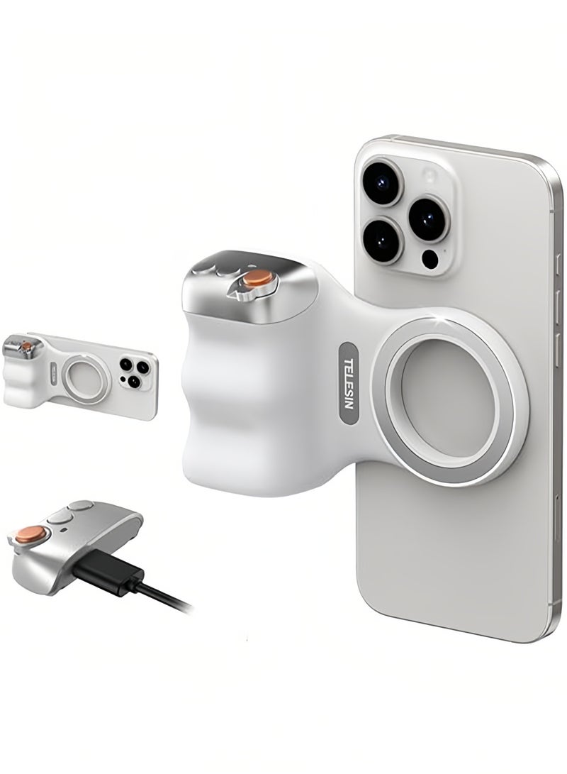تيليسن مقبض مصراع كاميرا هاتف مغناطيسي على غرار DSLR لأجهزة iPhone و Android مع زر مصراع لاسلكي قابل للفصل ومضاد للسقوط ومسمار 1/4 بوصة ومقبض حامل كاميرا مريح ومريح - Image 1