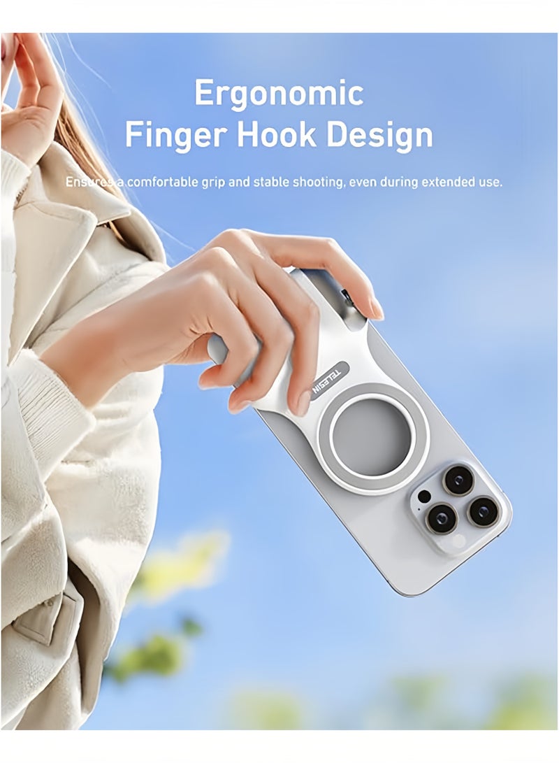 تيليسن مقبض مصراع كاميرا هاتف مغناطيسي على غرار DSLR لأجهزة iPhone و Android مع زر مصراع لاسلكي قابل للفصل ومضاد للسقوط ومسمار 1/4 بوصة ومقبض حامل كاميرا مريح ومريح - Image 5