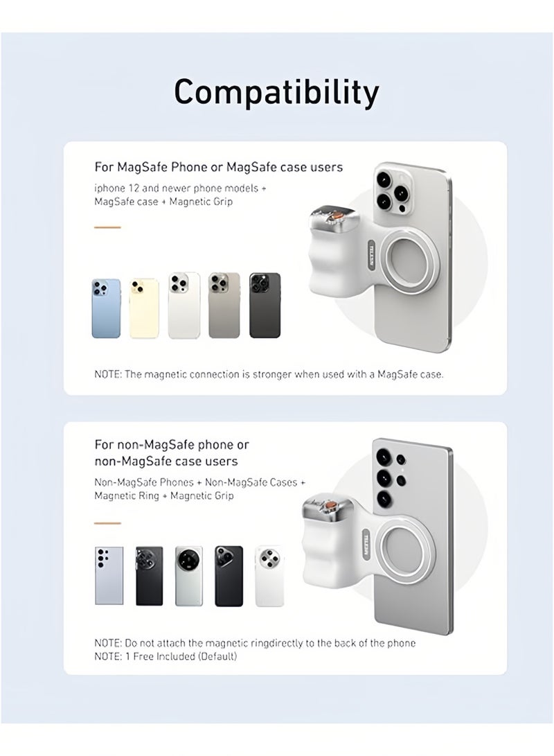 تيليسن مقبض مصراع كاميرا هاتف مغناطيسي على غرار DSLR لأجهزة iPhone و Android مع زر مصراع لاسلكي قابل للفصل ومضاد للسقوط ومسمار 1/4 بوصة ومقبض حامل كاميرا مريح ومريح - Image 4