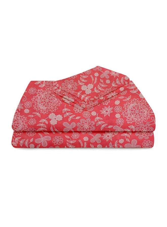 BSB HOME 120 TC Double Floral Bedsheet with 2 Pillow Covers | 110 GSM Soft Brushed Microfiber - Breathable & Wrinkle Free - (86 X 88 Inch, Pink & White) - Image 4