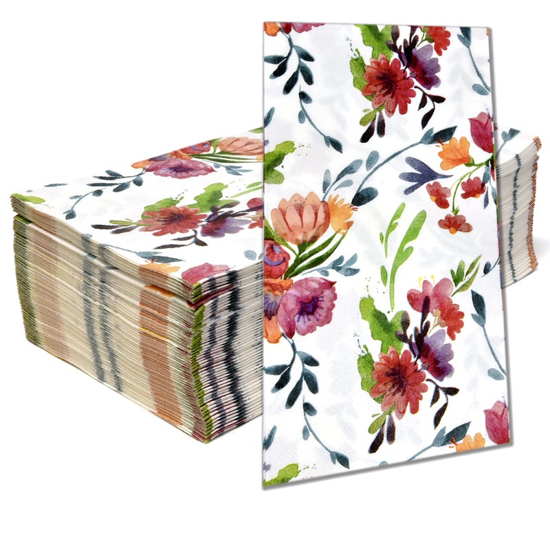 Gift Boutique 100 Watercolor Floral Guest Napkins Disposable Paper Flower Garden Dinner Hand Napkin For Bathroom Powder Room Birthday Party Supplies - Image 2