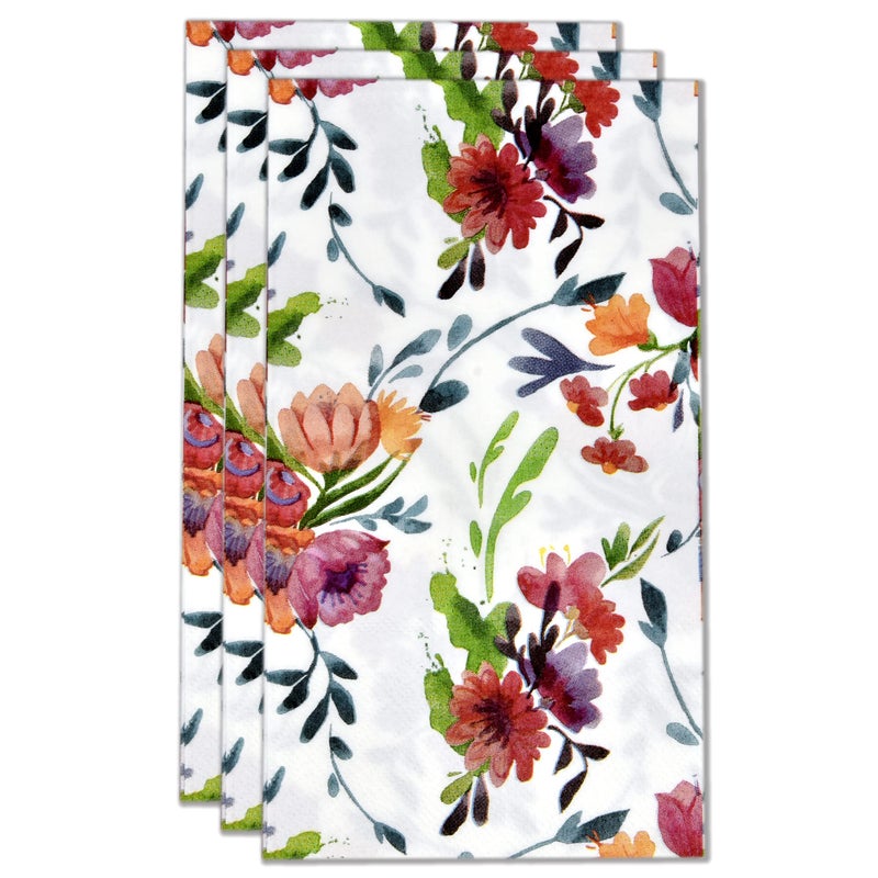 Gift Boutique 100 Watercolor Floral Guest Napkins Disposable Paper Flower Garden Dinner Hand Napkin For Bathroom Powder Room Birthday Party Supplies - Image 4