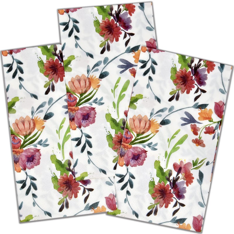 Gift Boutique 100 Watercolor Floral Guest Napkins Disposable Paper Flower Garden Dinner Hand Napkin For Bathroom Powder Room Birthday Party Supplies - Image 3