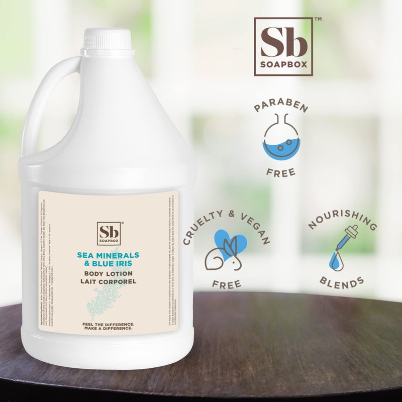 Soapbox Body Lotion, Sea Minerals & Blue Iris Moisturizing Body Cream, Vegan, Natural & Cruelty Free Hydrating Hand Lotion Refill for Dry Skin - Gallon Size for Home & Professional - Image 3