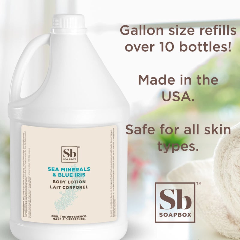 Soapbox Body Lotion, Sea Minerals & Blue Iris Moisturizing Body Cream, Vegan, Natural & Cruelty Free Hydrating Hand Lotion Refill for Dry Skin - Gallon Size for Home & Professional - Image 2