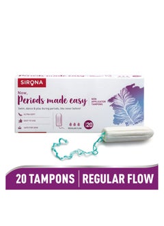 Sirona Sirona Period Made Easy Tampons - 20 Piece | For Medium & Regular Flow | Biodegradable Tampons | FDA Approved  - Image 2