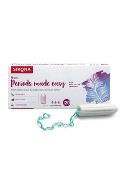 Sirona Period Made Easy Tampons - 20 Piece | For Medium & Regular Flow | Biodegradable Tampons | FDA Approved
