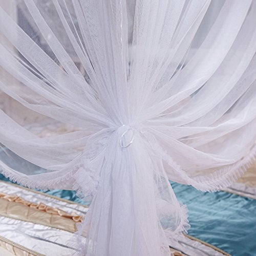 Nattey 4 Corners Princess Bed Curtain Canopy Canopies for Girls Boys Adults Bed Gift Bedroom Decoration (Full, White) - Image 3
