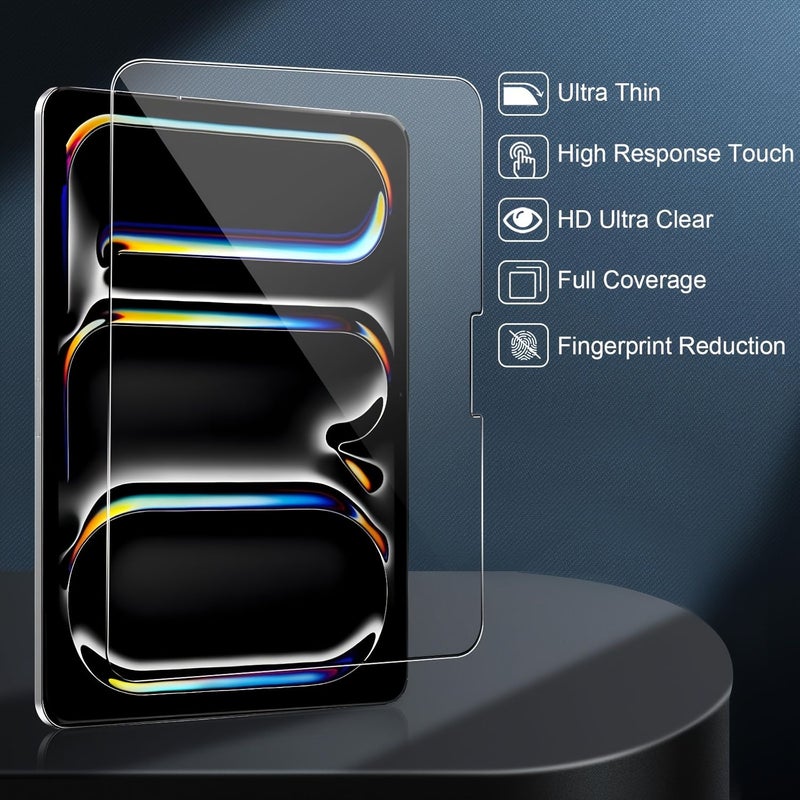 2 قطعة واقي شاشة لجهاز iPad Pro M4 مقاس 11 بوصة، زجاج مقسى عالي الوضوح، مقاوم للخدش - Image 4