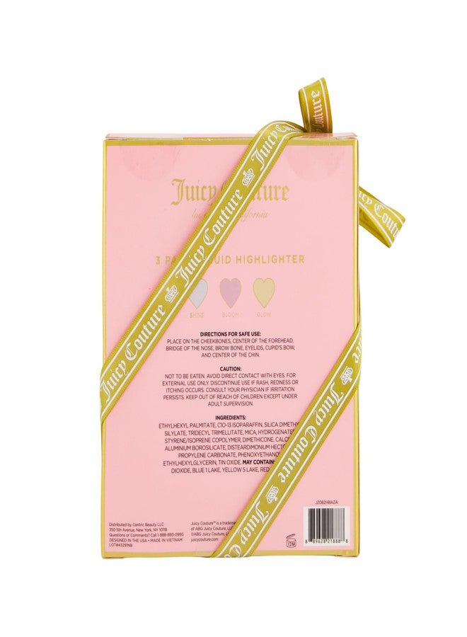 Juicy Couture مجموعة مكياج هايلايتر سائل من جوسي كوتور 3 عبوات - بلوم، شاين، وجلو، قابلة للبناء وخفيفة الوزن - Image 4