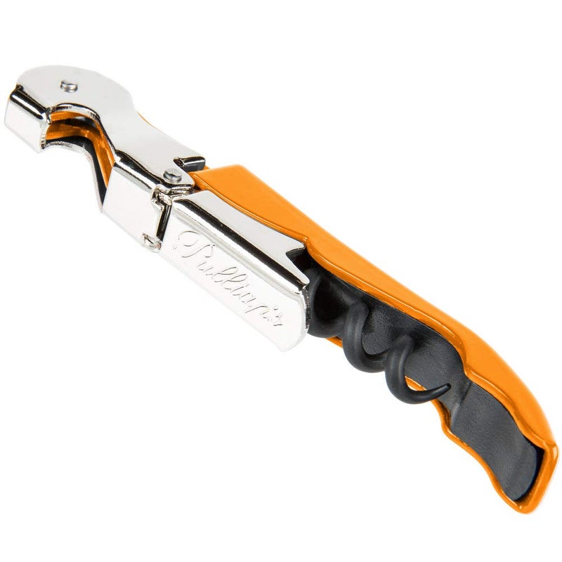 Pulltap's Double-Hinged Waiters Corkscrew, Wine Opener and Foil Cutter, Beer Bottle Opener, Orange - Image 1