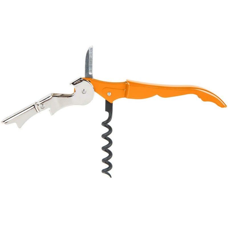 Pulltap's Double-Hinged Waiters Corkscrew, Wine Opener and Foil Cutter, Beer Bottle Opener, Orange - Image 3