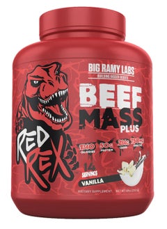 BIG RAMY LABS Red Rex Beef Mass Plus, High Calories ,Vanilla, 6 LB 