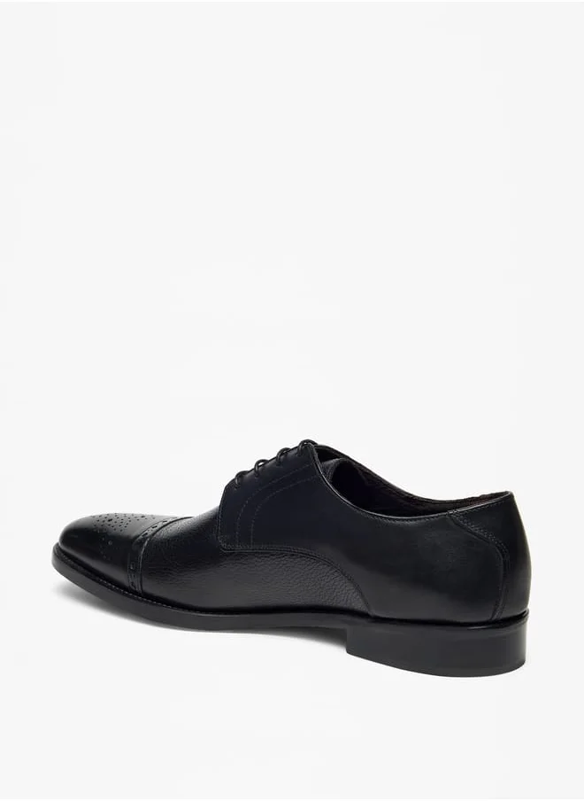 DUCHINI Mens Textured Derby Shoes with Lace-Up Closure