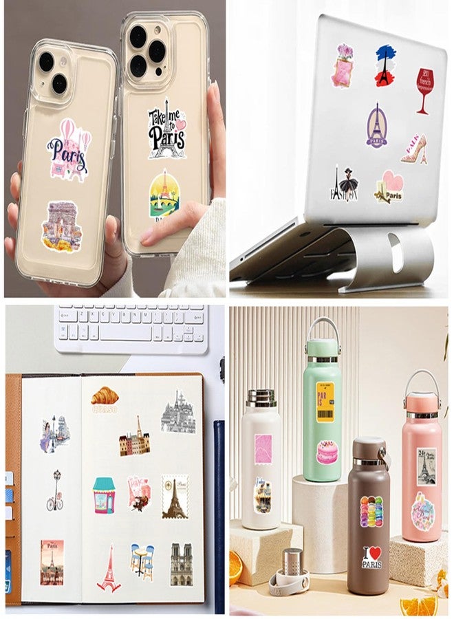 WANVAE 50pcs Paris Vintage Eiffel Tower Stickers for Gril Teen, Waterproof Travel Stickers for Laptop, Water Bottle, Phone, Computer, Skateboard, Bike, Luggage, Notebook, Scrapbook, Guitar, Journal - Image 2