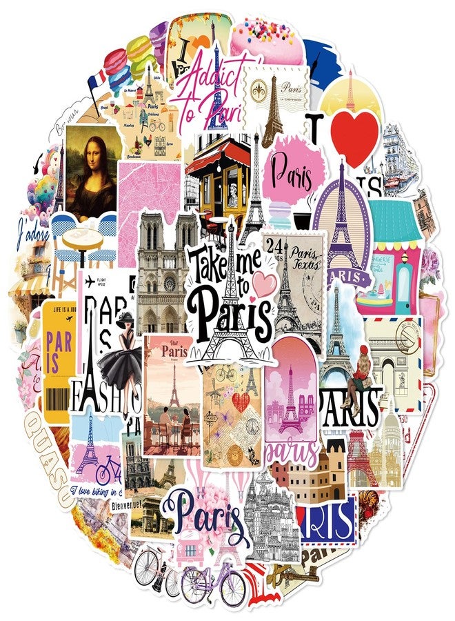 WANVAE 50pcs Paris Vintage Eiffel Tower Stickers for Gril Teen, Waterproof Travel Stickers for Laptop, Water Bottle, Phone, Computer, Skateboard, Bike, Luggage, Notebook, Scrapbook, Guitar, Journal - Image 1