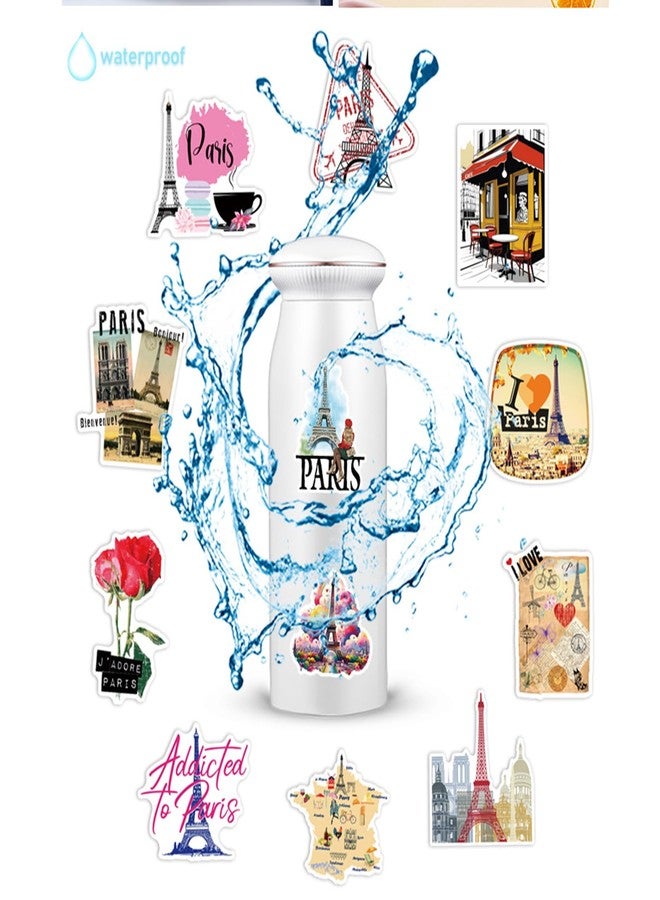 WANVAE 50pcs Paris Vintage Eiffel Tower Stickers for Gril Teen, Waterproof Travel Stickers for Laptop, Water Bottle, Phone, Computer, Skateboard, Bike, Luggage, Notebook, Scrapbook, Guitar, Journal - Image 3