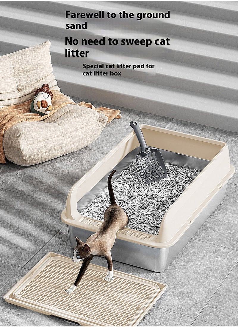 Kidle - Creative Stainless Steel Pet Cat Litter Box Large Capacity Metal Cat Litter Tray With High Wall 50*35*15cm - Image 1