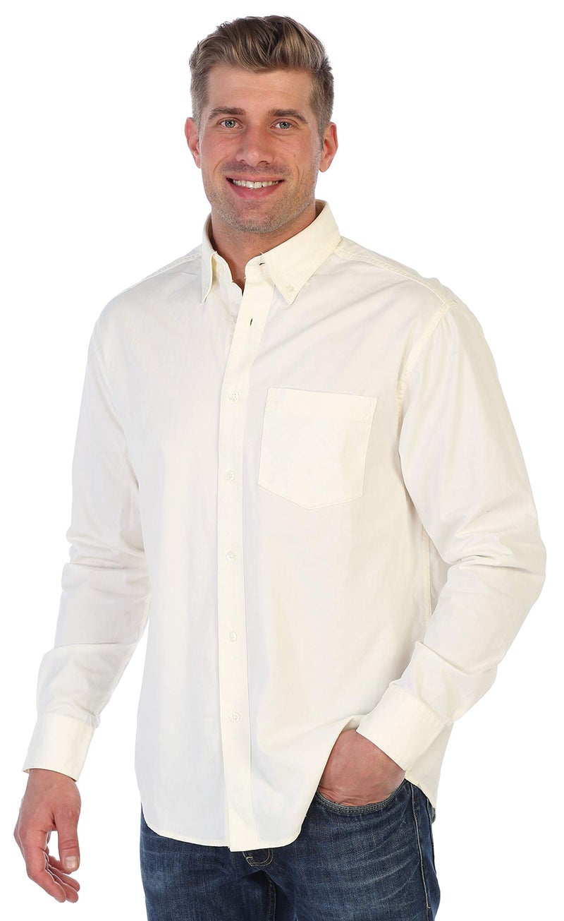 Gioberti Mens 100% Cotton Twill Oxford Long Sleeve Shirt, Ivory, 2X Large - Image 2