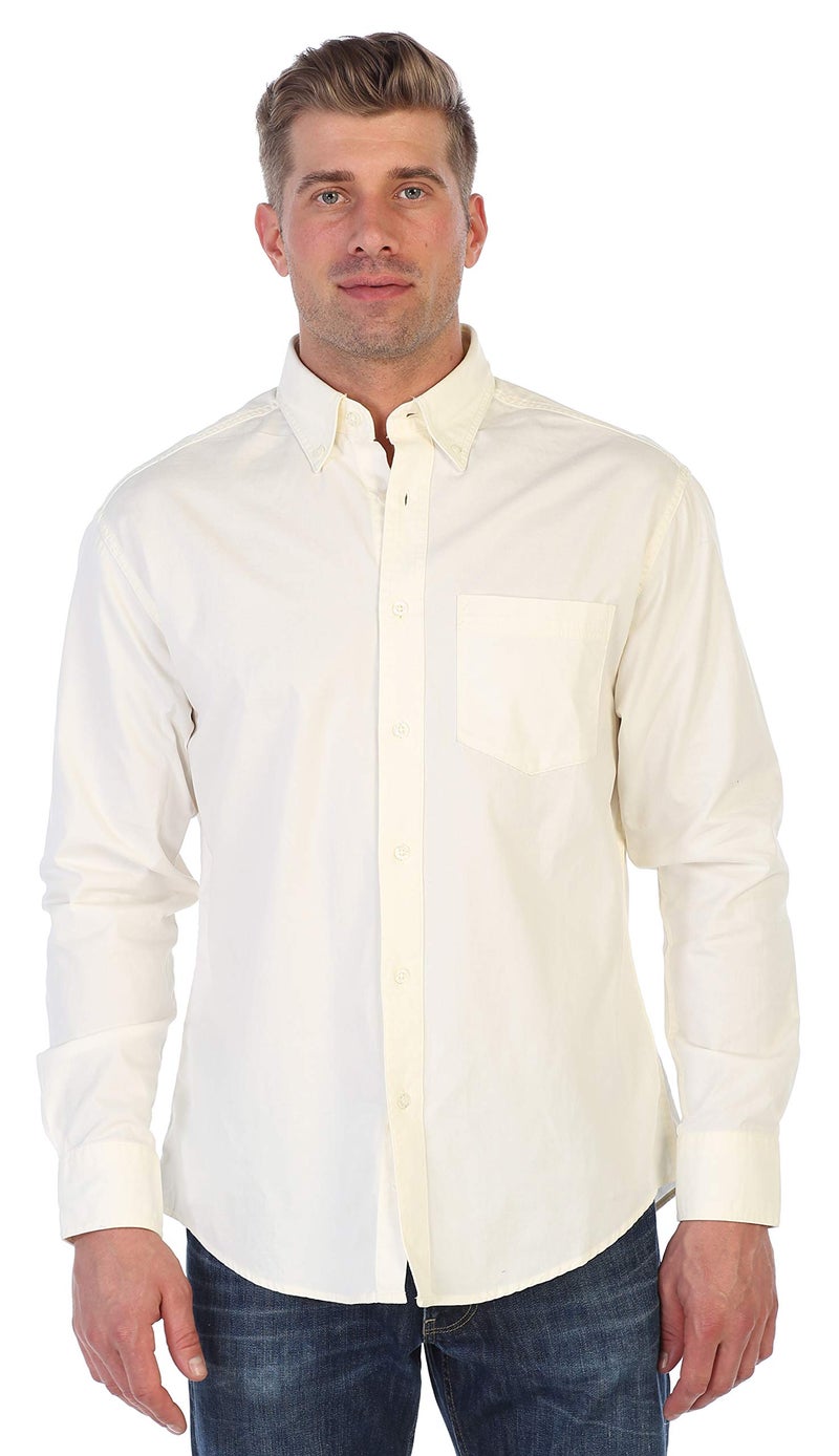 Gioberti Mens 100% Cotton Twill Oxford Long Sleeve Shirt, Ivory, 2X Large - Image 5