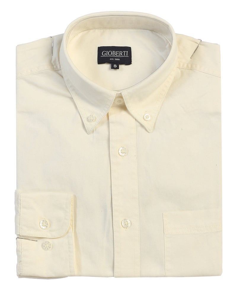 Gioberti Mens 100% Cotton Twill Oxford Long Sleeve Shirt, Ivory, 2X Large - Image 4