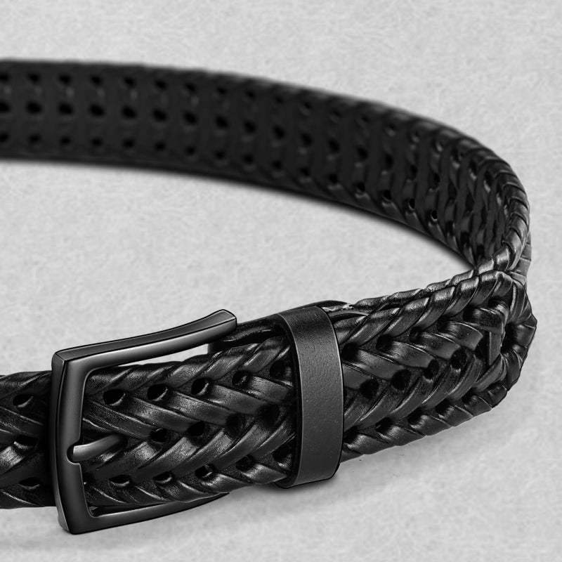 KEMISANT Men Belt, Braided Belt Comfortable For Men Casual Jean Golf 1 3/8"(Black,40"-44" Waist Adjustable) - Image 2