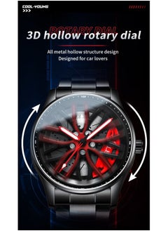 OLEVS Watches For Men Fashion Stainless Steel Quartz Water Resistant Analog Watch 42mm Black 9937  - Image 4