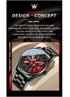 OLEVS Watches For Men Fashion Stainless Steel Quartz Water Resistant Analog Watch 42mm Black 9937  - Image 5
