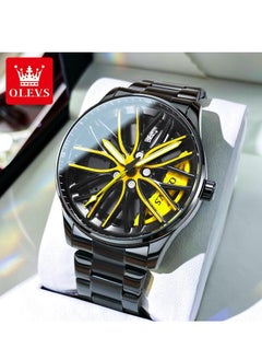 OLEVS Watches For Men Fashion Stainless Steel Quartz Water Resistant Analog Watch 42mm Black 9937  - Image 1