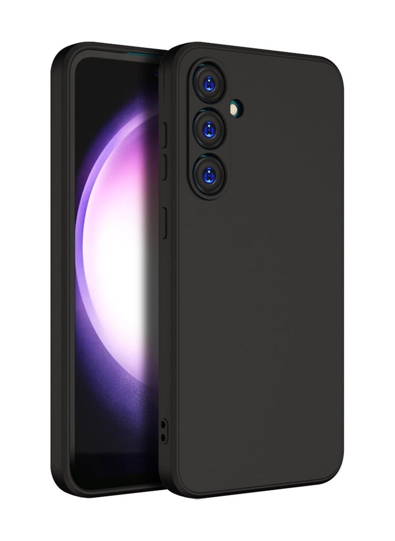 Generic Liquid Gel Rubber Bumper Case with Soft Microfiber Lining Cushion Slim Hard Shell Shockproof Protective Cover for Samsung Galaxy A55 5G Black 