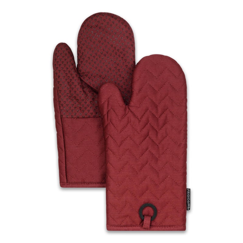 Frigidaire Kelly Cotton Oven Mitts, Heat Resistant, Anti-Slip, Machine Washable,13â€x7â€,Red,Set of 2 - Image 1