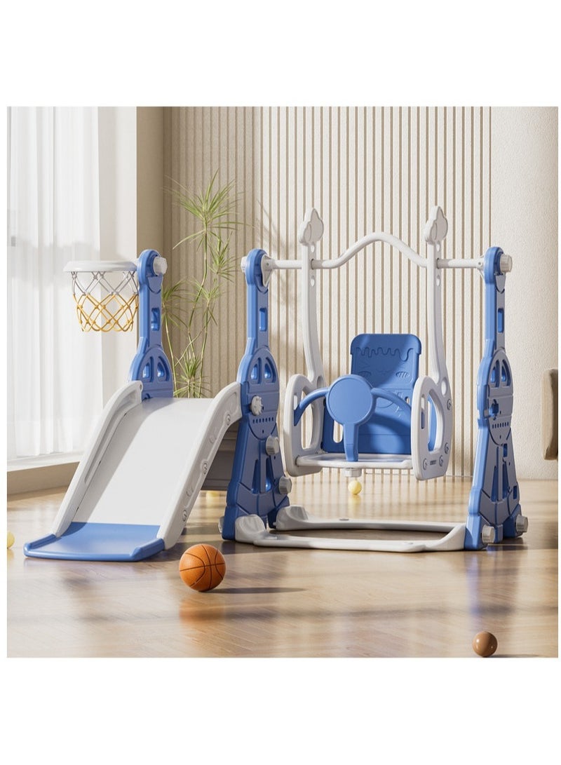 فول جوي مجموعة زحليقة وأرجوحة مع حلقة كرة سلة 3*1 للأطفال،مجموعة ملعب داخلي وخارجي للأطفال الصغار،مجموعة ألعاب تسلق للأطفال - Image 1
