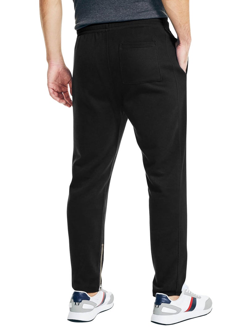Hat and Beyond Mens Premium Track Jersey Pants with Ankle Zipper Slim Athletic Fit Sweatpants (X-Large, Black/Black) - Image 2