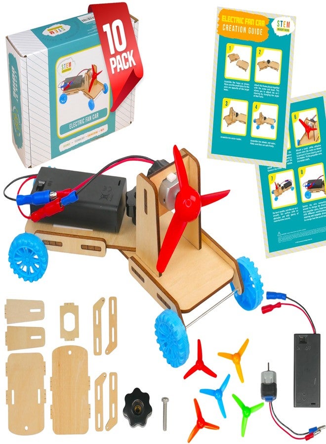 STEM Inventions مجموعة أدوات STEM بالجملة - مشروع سيارة بمروحة للأطفال، عبوة من 10 سيارات سباق تعمل بالمراوح، نشاط بناء علمي للفصل الدراسي، للأولاد والبنات من سن 8 إلى 12 عامًا، البطاريات غير مشمولة - Image 1