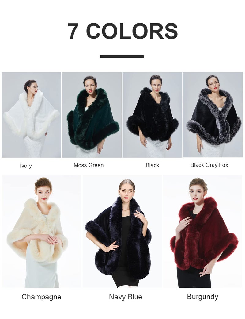 BEAUTELICATE Women's Faux Fur Shawl Wrap Stoles for Bridal Wedding Dresses - Image 5