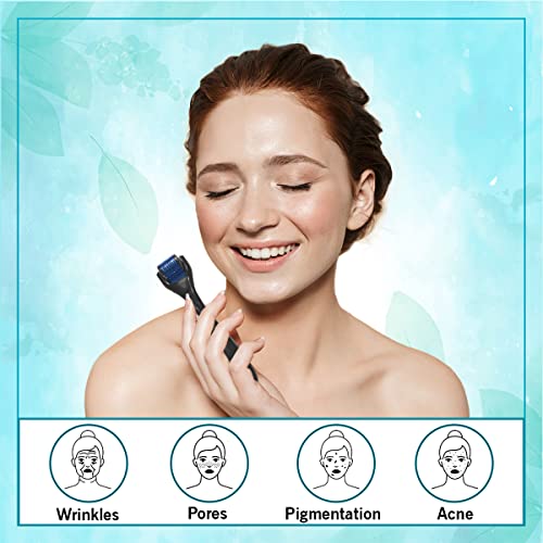 Epyz Derma Roller For Hair Growth 0.5 mm with 540 Stainless Steel Needles Repairs Damaged Hair Reduces Acne Scars Safe & Effective For Hair Fall & Hair Thickening - Blue - Image 2