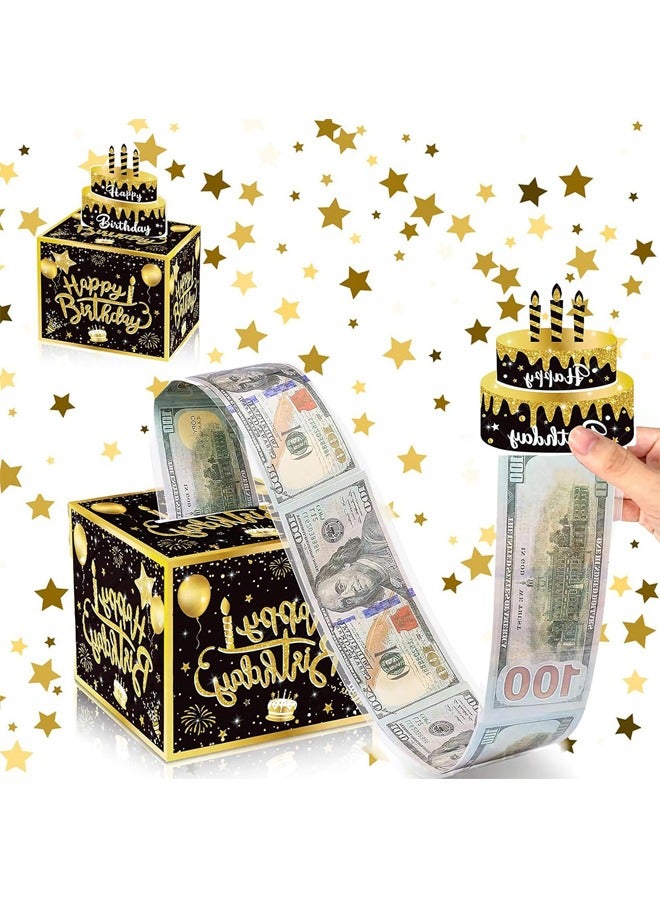 NIBEMINENT Birthday Money Box for Cash Gift, Surprise Money Gift Boxes for Kids Adults with Pull Out Happy Birthday Day Card and 30Pcs Transparent Bags - Fun Ways to Give Cash as A Gift Gold - Image 5