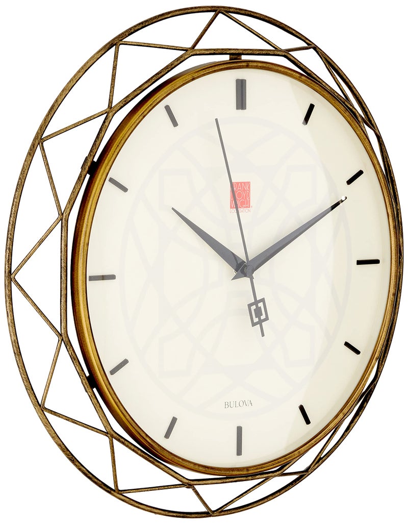 ساعة حائط بولوفا C4834 لوكسفير بريزم 14 بوصة مستوحاة من فرانك لويد رايت