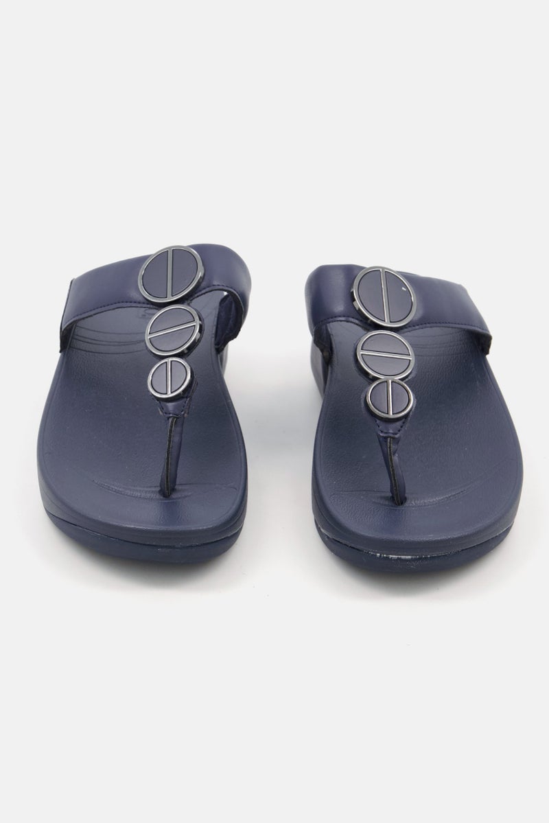 XOXO Women Slip On Open Toe Sandals, Navy Blue - Image 3