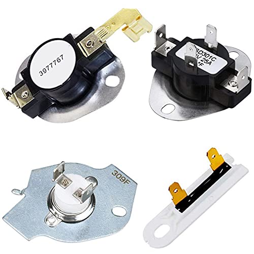 YMDparts 3387134 Cycling Thermost 3977767 Dryer Thermostat 3977393 Thermal Fuse 3392519 Thermal Fuse for Whirlpool Kenmore KitchenAid Dryer Replaces Parts wp3392519 3399693 WP3977767VP WP3977393 - Image 1