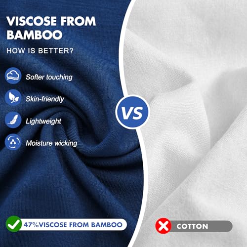 BAMBOO COOL تي شيرتات داخلية للرجال من BAMBOO COOL، قمصان قطنية تمتص الرطوبة، بأكمام قصيرة، ناعمة، 3 قطع - Image 2