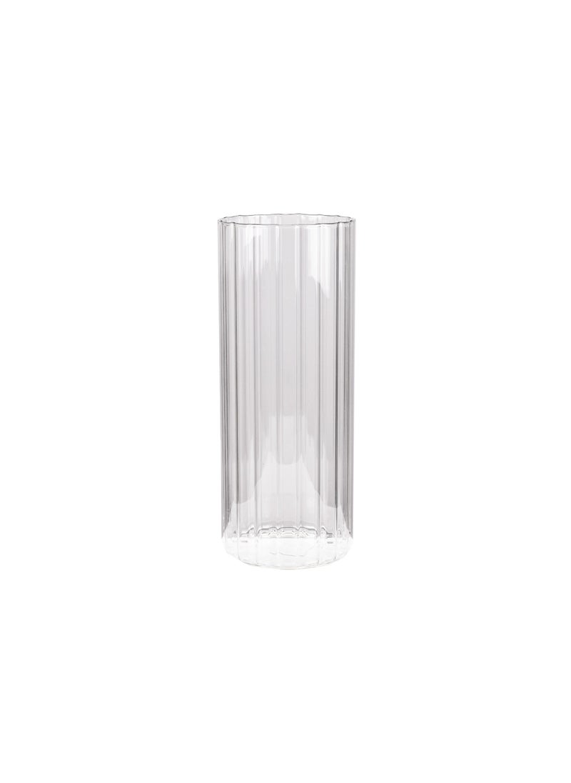 Gulf Flowers Gulf Flowers Transparent Glass Vase Cylinder Shape with Vertical Line Texture – D12cm x H30cm Tall Glass Flower Vase for Home Decor, Events, Weddings & Table Centerpieces – Elegant Clear Design 