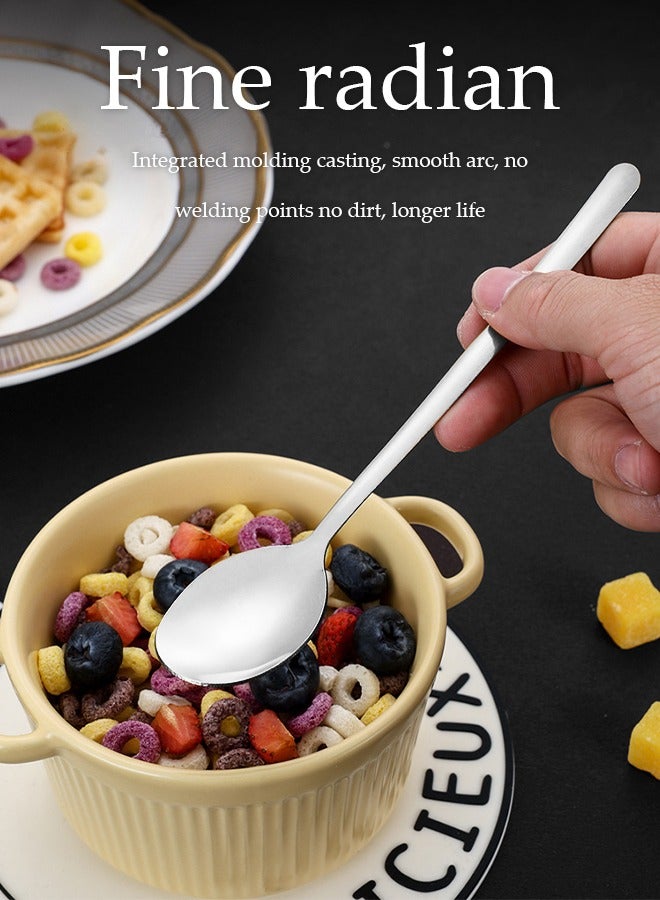 DUNISO مجموعة ملاعق حساء من الفولاذ المقاوم للصدأ مكونة من 6 قطع، أدوات مائدة على الطراز الكوري، ملعقة شاي، مصقولة بمرآة، سميكة وسهلة التنظيف، مناسبة للاستخدام المنزلي والتجاري والمطاعم، 3.6 * 18.5 سم، فضي - Image 5