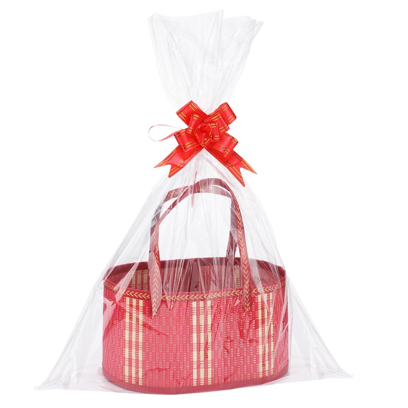 MADHOLLY 2Set Large Sturdy Bamboo Baskets for Gifts Empty Hold 15 lbs Each Easy to Assemble Rustic Wrapping Basket Kit for GraduationsMothers DayBirthdayBaby ShowerWeddingHousewarming Red - Image 2